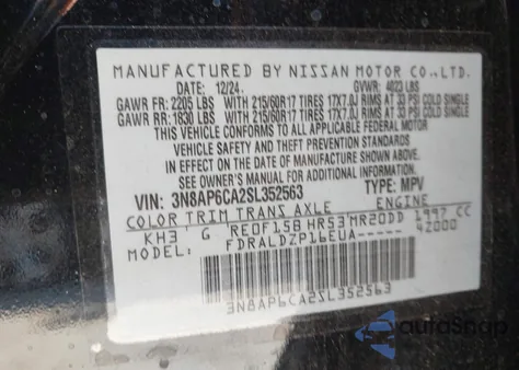 2025 Nissan Kicks Sv Fwd z USA, uszkodzony, nr VIN 3N8AP6CA2SL352563